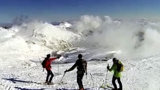 Bajada desde Cuchilln con nieve polvo dura