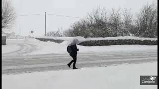 Situacin de la A-67 y Matamorosa durante el temporal de Nieve